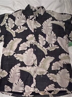 Vintage Cooke Street Honolulu Hawaiian Reverse Shirt Mens Banana Leaves Size L